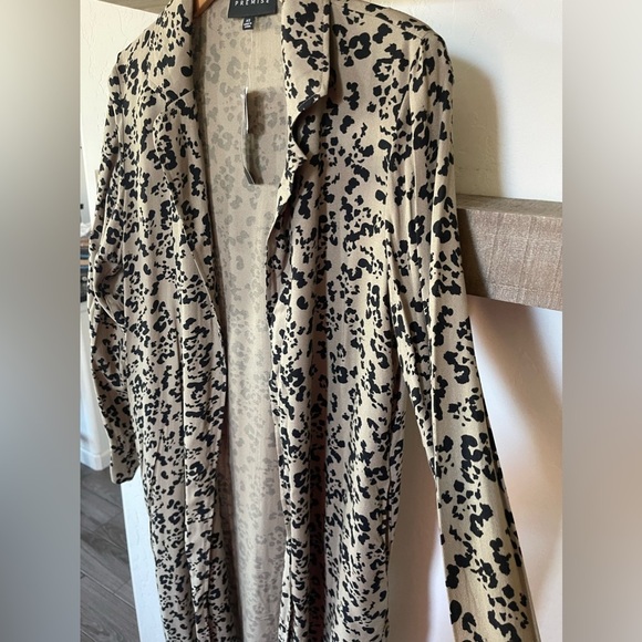 Premise|Olive Animal Print, Leopard Print Long Kimono Blazer, Size XS•••NWT - Picture 7 of 14